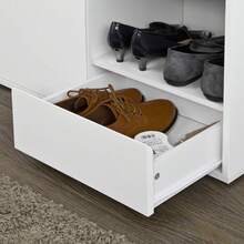 SoBuy FSR37-W, Hallway Shoe Cabinet Shoe Rack, Shoe Storage Bench With Removable Seat Cushion - 白色 - 查看 10
