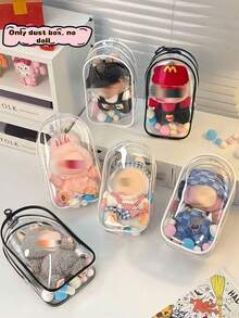 1pc 17cm Portable Doll Box For Storing And Transporting Collectibles And Artworks - Mystery Box And Collectibles Storage Box, Compatible With Collectibles (Excluding Dolls). Transparent Acrylic Material - Ideal For Use As Desktop Statue Acrylic Protective Case, Transparent Collection Box With Security Lock - (Keychain And Colored Ball Colors Random) - Multicolor - View 6
