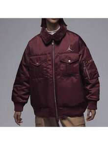 Nike 女子冬季防風保暖翻毛領外套棉服外套 - 酒紅色 - 查看 3