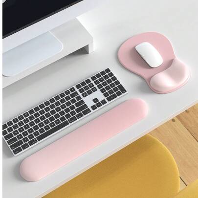 1 Silicone Ergonomic Wrist Pad Set, 1 Naturally Fitting Mouse Pad On The Wrist, 1 Keyboard Wrist Guard Pad To Relieve Hand Pain, Suitable For Laptops/Computers, Featuring A Gradient Minimalist Design, Thick Mouse Pad, And Silicone Anti Slip Bottom At The Bottom