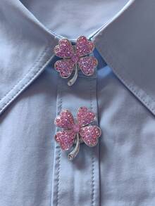 2 Pcs/Set Elegant Flower Button Covers, Shirts Button Cover Clip On Button Covers Fashion Crystal Cufflinks Cover, Suitable For Tuxedo And Wedding Dresses Decoration - Flowers - View 3