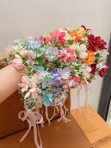 1件/2件/3件装仙女粉色花朵头饰，森林风格花卉头饰，女孩和女士拍照道具发饰，锐舞派对配饰，皇冠，头饰，服装皇冠，发饰花环，头花环，发藤，发圈，准新娘，粉色发夹，婚礼，女士夏威夷服装，情人节配饰，春季 - 彩色 - 查看 2