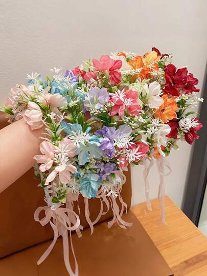 1件/2件/3件装仙女粉色花朵头饰，森林风格花卉头饰，女孩和女士拍照道具发饰，锐舞派对配饰，皇冠，头饰，服装皇冠，发饰花环，头花环，发藤，发圈，准新娘，粉色发夹，婚礼，女士夏威夷服装，情人节配饰，春季