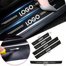 Easypie Selection 5 件装汽车门槛保护条和后备箱保险杠条，带汽车标志的门槛保护条，碳纤维车门入口保护贴纸边缘保护，多种汽车标志可选 - 4pcs門檻條+1pcs後行李箱保護條 - 查看 3