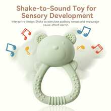 Soft Silicone Rattle Toy, Shockproof, Washable, Easy Grip, Chew Toy, Baby Teether, Sensory Stimulation, Concentration Training, Newborn/Birthday Gift - Multicolor - View 11