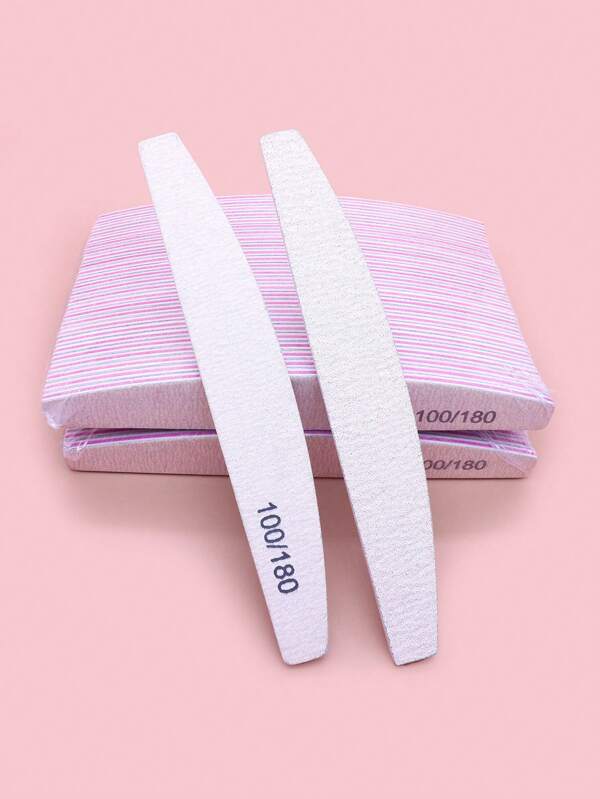 50pcs/Set 100/180 Grit Professional Half Moon Nail Files, High Hardness & Durable, Multi-Functional Sanding Tool Kit, Economical & Convenient To Carry