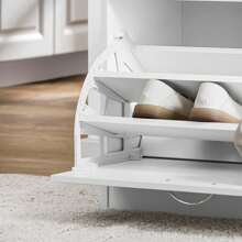 SoBuy FSR16-W, Hallway Shoe Bench Shoe Rack Shoe Cabinet With Flip-Drawer And Removable Seat Cushion, White, Depth: 30cm - White - View 7