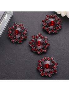 4 件套多色多尺寸水钻镂空经典金属纽扣，DIY 装饰外套、夹克、缝纫用品、服装配饰 - 彩色 - 查看 20