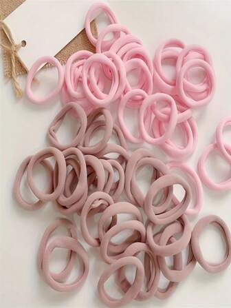 50/100pcs Women Simple Hair Tie, Korean Style Pink, Fashionable High Elasticity Hair Scrunchies, Suitable For Daily Wear, Work, School, Gifts For Friends And Family On Various Holidays, Hair Accessories, Ponytail Holders, Hair Elastics, Hair Rope, Elastic Hair Tie, Autumn Outfits