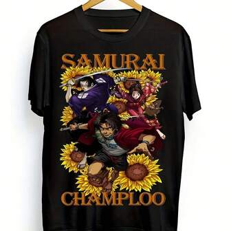 Samurai Champloo T-Shirt Manga Anime Walk Mugen Jin Fuu Kasumi Shirt All Size