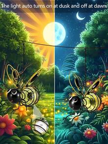 Outdoor Bee Lighting Decoration- Solar Powered Hanging Bee Decor With Bouncy Springs - Outdoor Hanging Solar Lights For Garden Decor, Yard, Patio, Porch And Birthday Gifts(Yellow) - Yellow - View 3