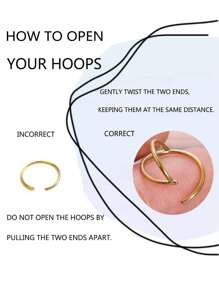 6pcs/Set Simple Gold Nose Rings, Popular Double Nose Ring Single Piercing For Women And Men Body Jewelry Gift - Yellow Gold - View 4