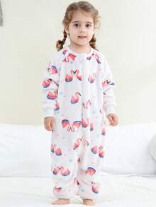 MICHLEY 1pc Baby Cartoon Animal Flannel Cute Sleeping Bag, Long Sleeve Zipper Comfortable Unisex Infant Supplies, Suitable For Living Room, Halloween, Party Wear - Multicolor - View 11