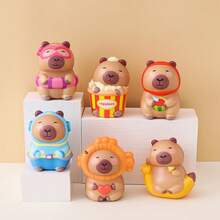 1/3/6 件随机款式可爱水豚挤压慢回弹玩具，可爱减压仿真动物挤压玩具，适合成人儿童，可爱感官坐立不安玩具