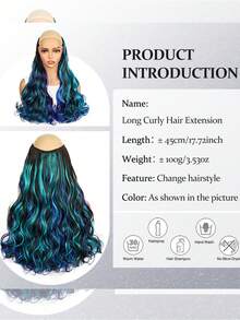 Peluca sintética ondulada de 18 pulgadas, extensiones de cabello con 5 piezas de clip, hechas de fibra sintética, resistente al calor, disponible en negro/rojo, adecuado para uso diario y vacaciones - Multicolor - Ver 5