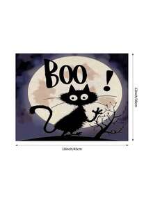 1 buc/4 buc/6 buc/48 buc Covorașe cu model de pisici de Halloween, Covorașe sezoniere de Halloween, Material asemănător inului în stil modern, Decor de casă de Halloween, Articole pentru petreceri de interior și exterior, Decorațiune cu tematică de Halloween, Decor de cameră. Potrivit pentru decorarea casei și a bucătăriei și decorarea petrecerii de Halloween.