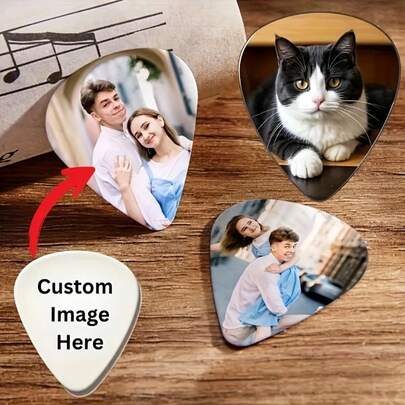 Personalized Guitar Pick - Customized Photo/Text/Logo, Triangle Guitar Pick, High-Quality Plastic, Suitable For Musicians, Holiday Gifts, Birthday Gifts, Durable Guitar Pick With Creative Glossy Surface