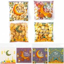 PCS Halloween Treat Ziplock Bags(4x4 Inch) Self-Sealing Candy Cookie Goodie Goody Small Wrap Bags Halloween Party Favors Supplies Decorations Spider Web Bat Pumpkin Pouches Table Decor - 100個開齋節袋子 - 查看 1