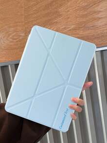 1个亚克力Y型折叠平板保护套，浅蓝色，可定制文字，兼容iPad Mini 6/Mini 7/9.7/10.2/10.5/Air 4/Air 5/第十代/10.9/Pro 11英寸/Air 11英寸 (M2) 2024/Pro 11英寸 (M4) 2024/iPad Air 11英寸 (M3) 2025/iPad (A16) 11英寸第十一代 2025，不含触控笔，部分型号带有镜头框，多折叠支架，内置触控笔插槽，高透明度亚克力外壳，磁吸式自动休眠/唤醒，智能省电，简约/休闲/个性化设计
