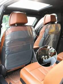 1 szt. Przezroczysty ochraniacz na oparcie fotela samochodowego – antypoślizgowy, wodoodporny, chroniący przed zabrudzeniami, chroniący tylne siedzenia przed kurzem, zarysowaniami i rozlanymi płynami, uniwersalny do sedanów i SUV-ów, łatwy montaż - Czarne - Zobacz 10