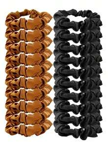 20个纯色缎面发圈，多功能发饰，适合14岁以上女性，不会损伤头发，休闲百搭，可扎马尾辫，弹性发带 - 彩色 - 查看 11