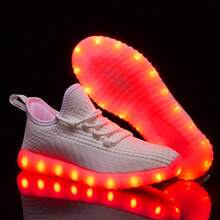Unisex Adult LED Light Up Sneakers: USB Charging, Mesh Upper - Glowing For Halloween & Dancing - trắng - Xem 4