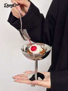 1 Silver Stainless Steel Dessert Cup/Bowl, Tray, Candle Holder, Snack Bow, LAlso Suitable For Serving Fruits And Snacks.