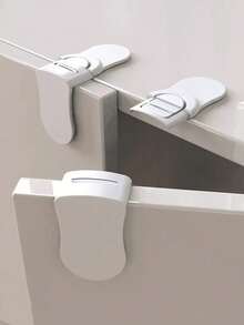 White Refrigerator Lock, ABS Material, No Drilling Required, Easy Installation, Strong Adhesive, Suitable For Drawers, Refrigerators, Washing Machines, Bucket Seats, Cabinets, Wardrobes, Ovens, Trash Cans, Ideal Holiday Gift - Multicolor - View 4