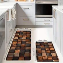 1/2 件，农舍区域地毯，木纹厨房地毯和地垫防滑可洗厨房地垫，不脱落，防滑，适合家庭和宠物