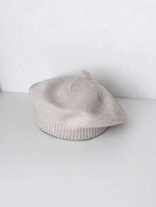 半件套纯色男女通用婴儿贝雷帽，新生儿幼儿艺术家帽，适合0-3岁宝宝，婴儿服装，婴儿秋/春季配饰，小女孩秋季服装，适合室内外，生日拍照道具装饰，婴儿礼物 - 彩色 - 查看 6