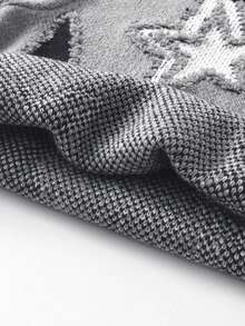 男童街头风格破洞五角星针织套头衫，长袖，适合休闲装，春秋冬