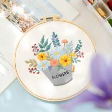 1PC Cross Stitch Flower Cloth Hoop Threads Needles And English Instructions Open Your Creativity Embroidery Plant Hobby Craft Needlework Suitable For Beginners Home Wall Decoration Christmas Gift - Apricot - View 12