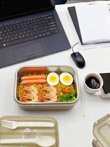 1 套不锈钢 304 午餐盒套装，含餐具和午餐袋，方便的学校午餐盒套装，防漏工作便当盒套装，适用于学生和成人午餐的食物容器，适用于办公室、学校、户外、野餐、派对、厨房