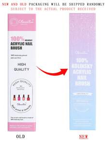 Pincel de uñas Kolinsky 100% puro para acrílico de Olasalon para manicura y arte de uñas DIY en el hogar y salón, con mango transparente color rosa glitter (se enviará al azar el empaque nuevo o antiguo)