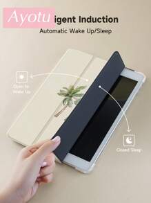 Ayotu Two Coconut Trees Case Compatible With IPad 10.2 Inch 2021/2020 IPad 9th/8th Generation,Compatible With Samsung Galaxy Tab A8 10.5 Inch 2022,Compatible With Lenovo Tab,With Pen Holder,Compatible With Kindle(Without Pen Holder),Supports Automatic Sleep/Wake Lid,Fashion Protective Case
