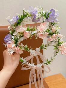 1件/2件/3件装仙女粉色花朵头饰，森林风格花卉头饰，女孩和女士拍照道具发饰，锐舞派对配饰，皇冠，头饰，服装皇冠，发饰花环，头花环，发藤，发圈，准新娘，粉色发夹，婚礼，女士夏威夷服装，情人节配饰，春季 - 彩色 - 查看 17