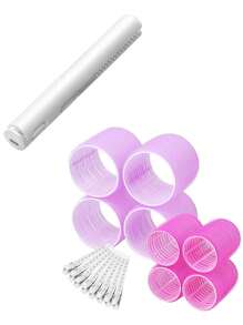 28pcs No-Heat Self-Grip Curling Rollers, 18 Roller Accessories + 10 Hair Clips; 24pcs No-Heat Self-Grip Curling Rollers, Suitable For Long And Short Hair, No Heat Curling Roller Accessories, No-Heat Curling Rollers, Hair Styling Tools And Accessories; Curling Wand, Suitable For Short, Medium And Long Hair, Different Hair Volumes And Textures, Suitable For Salons, Beauty Travel Essentials, Back To School, Travel Vacation Essentials, Women Hair Accessories.