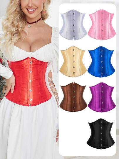 Plus Size Women Waist Trainer Corset Cincher Waist Shaper With Back Lace-Up, Halloween Costume