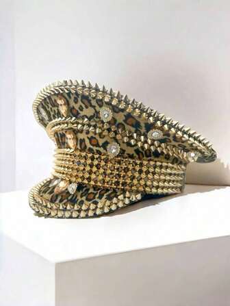 HongLuan 1pc Shiny Polyester Steampunk Rhinestone Captain Hat, Military Cap, Rave Accessory, Party Hat, Costume Hat, Women's Hat, Fun Costume Hat, Pirate Hat, Women's Pirate Accessory, Women's Charming Hat, Women's Summer Hat, Women's Carnival Costume, Women's Pirate Costume, Halloween Costume, Men's Hat, Fun Costume, Pirate Costume, Pirate Accessory, Festival Hat, Suitable For All Seasons, Burning Man, Music Festivals