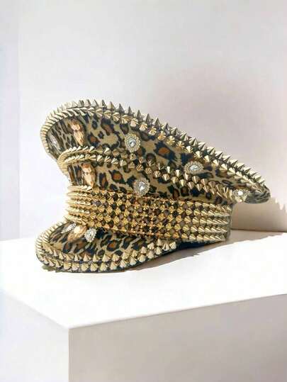 HongLuan 1 件闪亮涤纶蒸汽朋克水钻船长帽、军帽、狂欢配饰、派对帽、服装帽、女士帽子、趣味服装帽、海盗帽、女士海盗配饰、女士迷人帽、女士夏季帽、女士狂欢节服装、女士海盗服装、万圣节服装、男士帽子、趣味服装、海盗服装、海盗配饰、节日帽、适合所有季节、火人节、音乐节