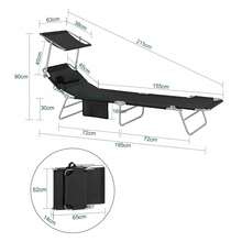 SoBuy Sun Lounger With Sun Canopy And Pillow, Foldable Garden Lounger, Relaxation Chair For Gardens, Courtyards, Beaches, Balconies, Black, Load Capacity Up To 110 Kg, W X H X D Approx. 191 X 19 X 56 Cm OGS48-SCH - 黑色 - 查看 5