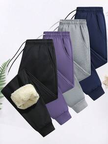 Women's Cozy Winter Lounge Pants - Soft Stretchy Thermal Lined Sweatpants For Casual Wear & Travel - Black - View 3