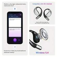 人工智能翻译耳机，骨传导无线耳机，144 种语言实时翻译，6 个麦克风智能降噪，会议笔记实时翻译，触摸控制，深沉低音，高清语音 - 非常适合跑步和锻炼、商务、音乐和电话通话