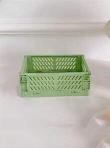 1pc Mini/Large Foldable Plastic Storage Basket, Desktop Collapsible Storage Box, Student Stationery Organizer Shelf, Small Item & Cosmetic Storage Basket, Stackable