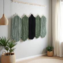 HYVAKUPPA Macrame Wall Hanging Large Macrame Tapestry Boho Wall Decor Wall Art Handmade Woven Cotton Textile Tapestry Home Decoration For Living Room Bedroom - 綠色 - 查看 6