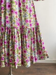 Rusttydustty Đầm cổ chữ V tay phồng họa tiết hoa cổ điển, phong cách Bohemian, thích hợp cho các lễ hội âm nhạc và những dịp tương tự, kiểu dáng thanh lịch mùa xuân. - Bụi hồng - Xem 5