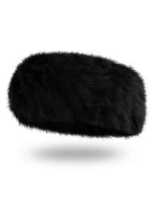 1 pieza Diadema de piel de conejo de unicolor casual, versátil para el hogar, el transporte diario, accesorios para el cabello de mujer de todas las estaciones, bandanas de invierno, diademas de invierno, envolvente cálido para la cabeza