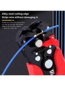 HALMAN 1 pieza Pelacables automático de electricista, multifuncional con rango de pelado de cables de 24-10AWG/0,2-6mm², para pelar, encintar, cortar cables rápidamente, adecuado para ingeniería eléctrica, instalación doméstica o mantenimiento de electrodomésticos, también llamado pelacables, cortador de cable - Rojo - Ver 5