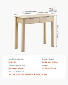 Small Desk With Drawers, Kids Desk For Bedroom, Modern Simple Study Table For Drawing, Reading, Writing, Rectangle MDF Furniture Study Storage Table For Home, Office, Light Wood - Maple - View 7