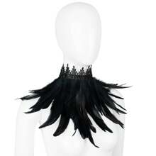 哥特式人造羽毛项链项圈 万圣节派对配饰